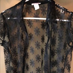flowered, see through blouse